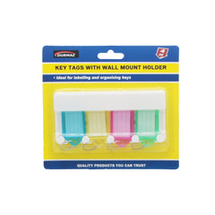 Key Tags with Wall Mount Holder (4PCS) – Color-Coded Label Tags for Keys