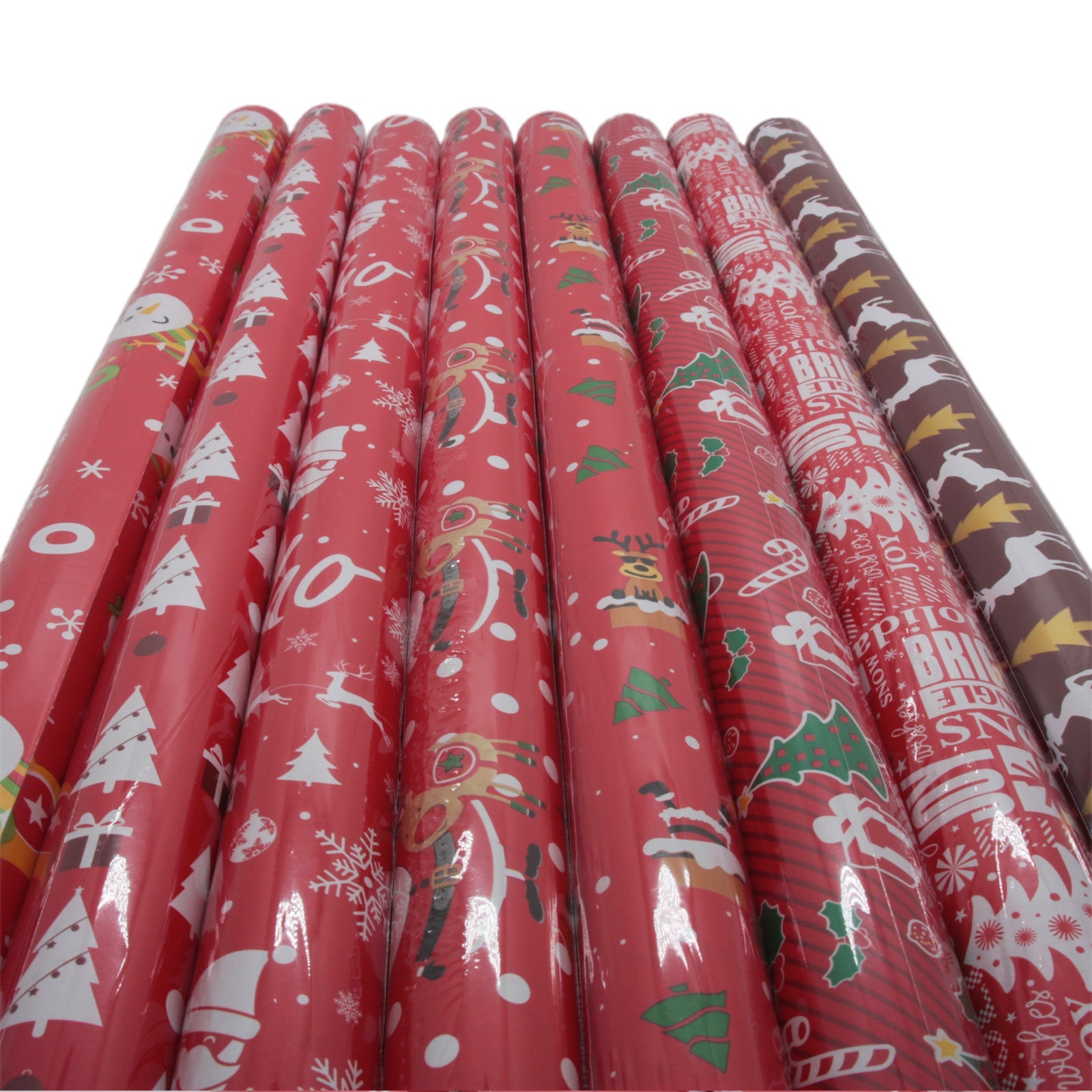 Colorful rolls of Christmas Wrapping Paper(70cm*3M)80gsm featuring festive designs for holiday gift wrapping.