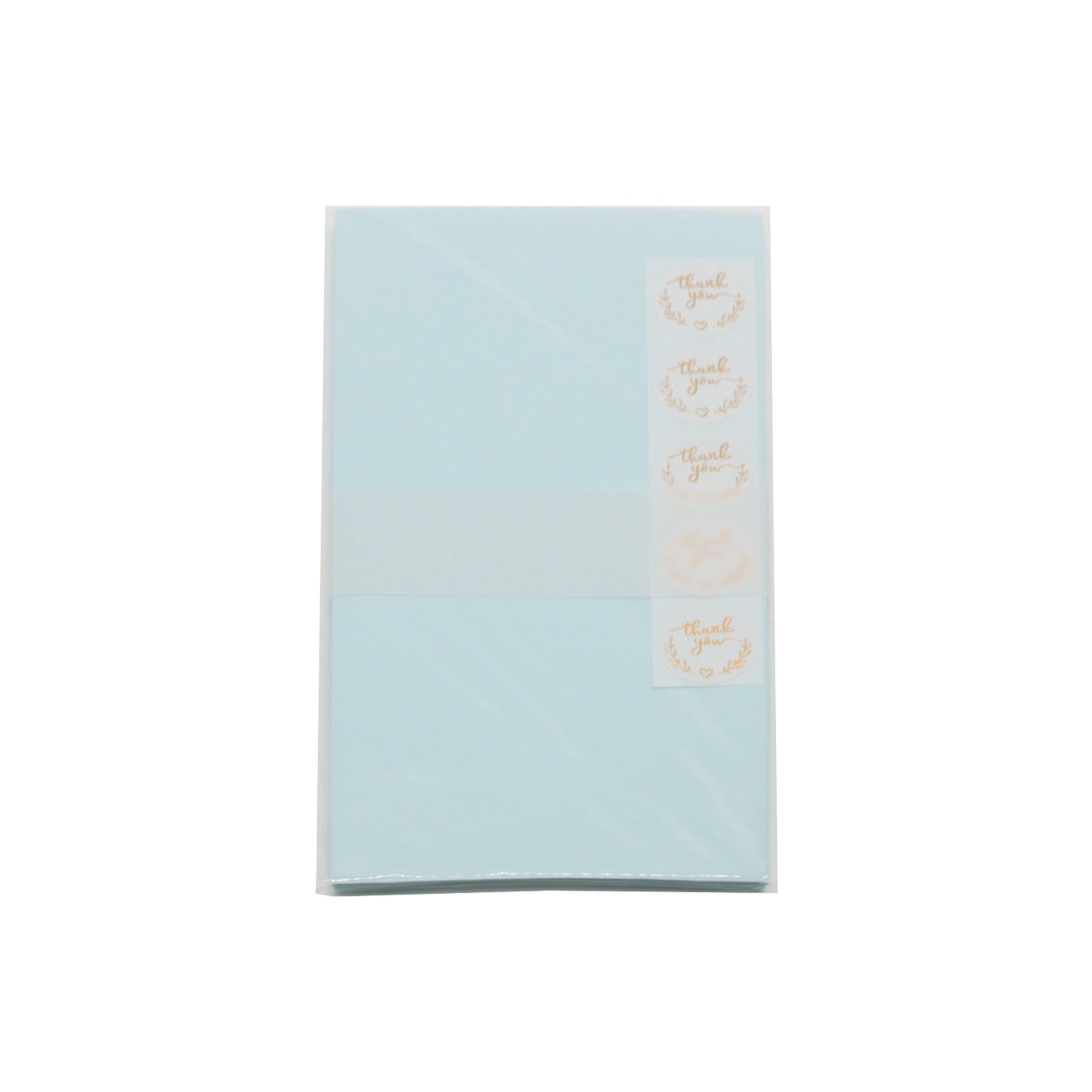 Envelopes(5PCS/Q.C) set featuring blue envelopes with decorative thank you stickers.