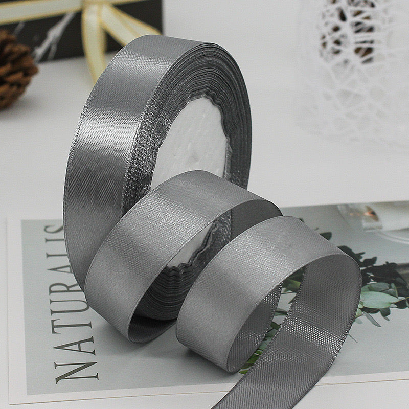 🧵 Premium Satin Ribbon – Versatile & Elegant in gray, perfect for gift wrapping and DIY decorations.