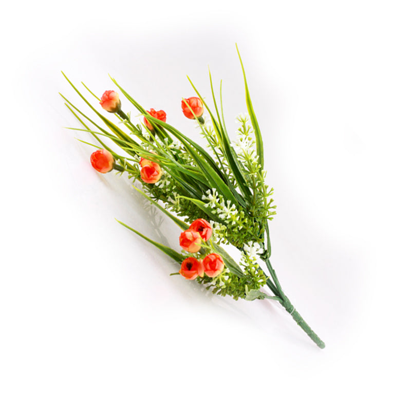Artificial Grass Bouquet – Decorative Faux Floral Picks (AP) with red flowers and green stems for home décor.