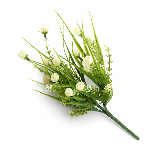 Artificial Grass Bouquet – Decorative Faux Floral Picks (AP) with realistic green stems and white flowers.