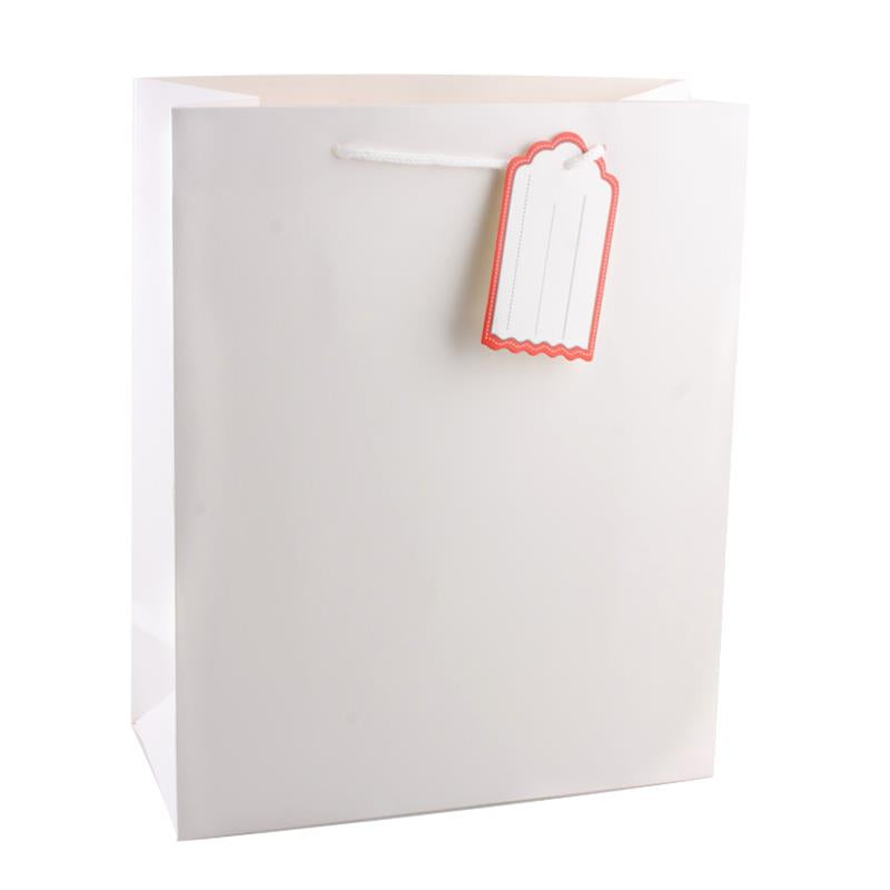 Solid colour gift bag L – 44 × 31 × 12 cm, White