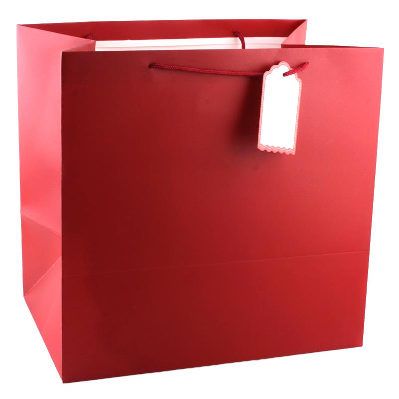 Solid colour gift bag Square – 35 × 35 × 24 cm, Red