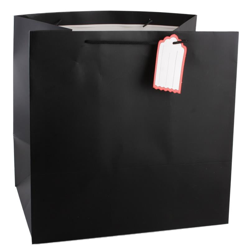 Solid colour gift bag Square – 35 × 35 × 24 cm, Black