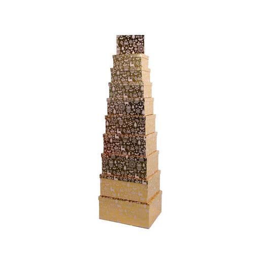 10PCS Gold SY Deer Gift Box Whole set stacked in a decorative arrangement for gift-giving.