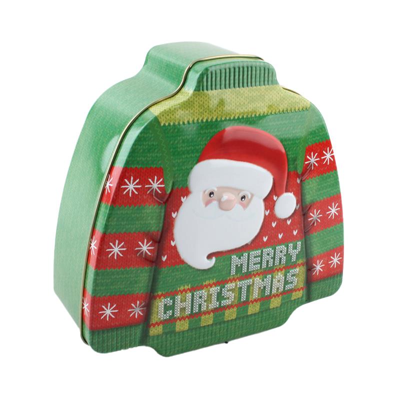 X-mas Tin Tshirts (16.2*16.4*6.5CM) featuring a festive Santa design for holiday gifting.