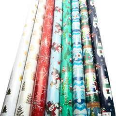 Colorful Christmas Wrapping Paper(76CM*2M) rolls showcasing festive designs and patterns for holiday gift wrapping.