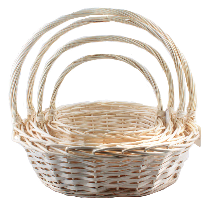Natural Cane Basket –(NC18-39) Set showcasing three nested handwoven baskets for home organization and gifting.