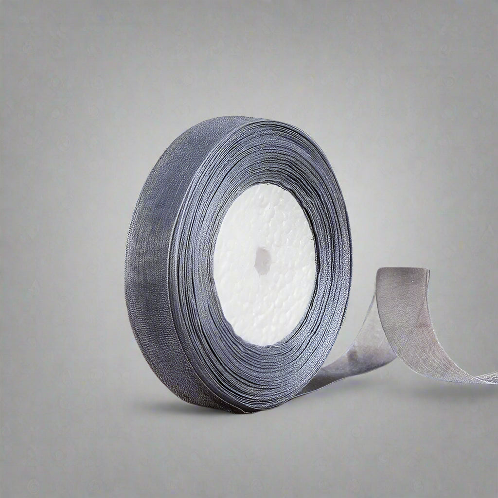 🎀 Sheer Organza Ribbon – Elegant & Versatile Finish in gray, perfect for gift wrapping and DIY crafts.