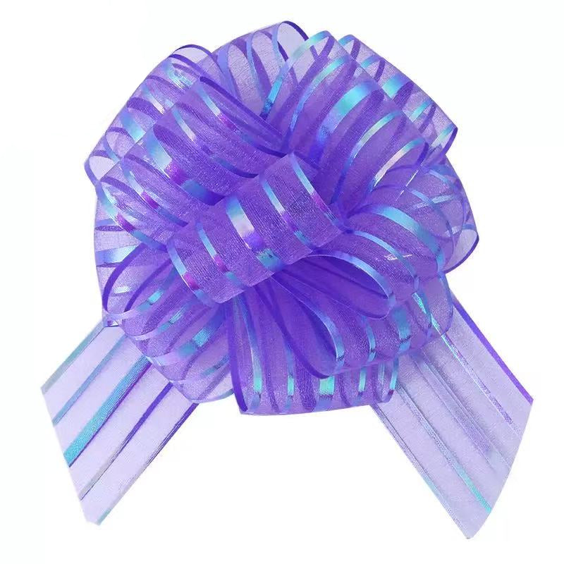 Flower Ribbon(1PCS/5CM) in purple with striped detailing, perfect for crafting and decoration.