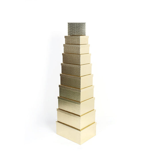 10PCS Gift Box Gold Lethr Lk Whole Set stacked in a stylish design, ideal for luxurious gifting.
