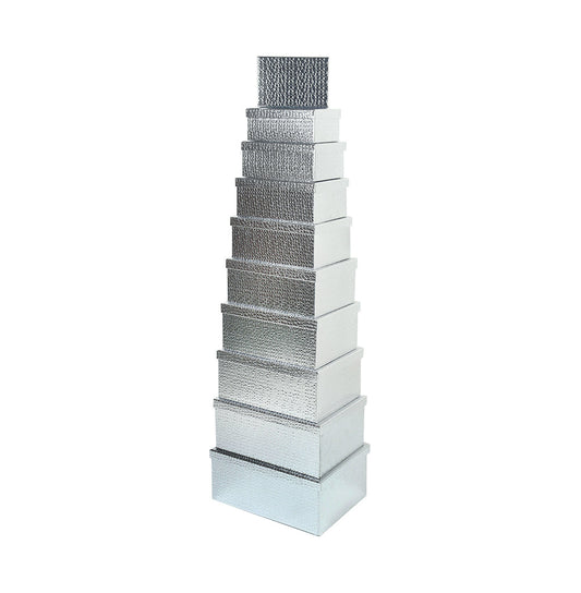10PCS Gift Box Silver Lethr Lk Whole Set stacked in a visually appealing arrangement.
