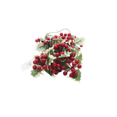 Christmas Holly Berry Garland with LED Lights – Festive Table Decoration featuring lush holly leaves and red berries.