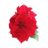 Christmas Poinsettia 5 Heads – Red & Cream Artificial Flower Bunch Decoration featuring vibrant red blooms.