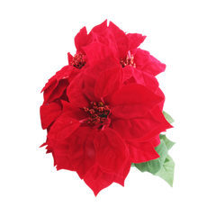 Christmas Poinsettia 5 Heads – Red & Cream Artificial Flower Bunch Decoration featuring vibrant red blooms.