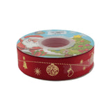 X-mas Ribbon w Pattern(2.5CM*22M) featuring festive designs of Santa and Christmas ornaments.
