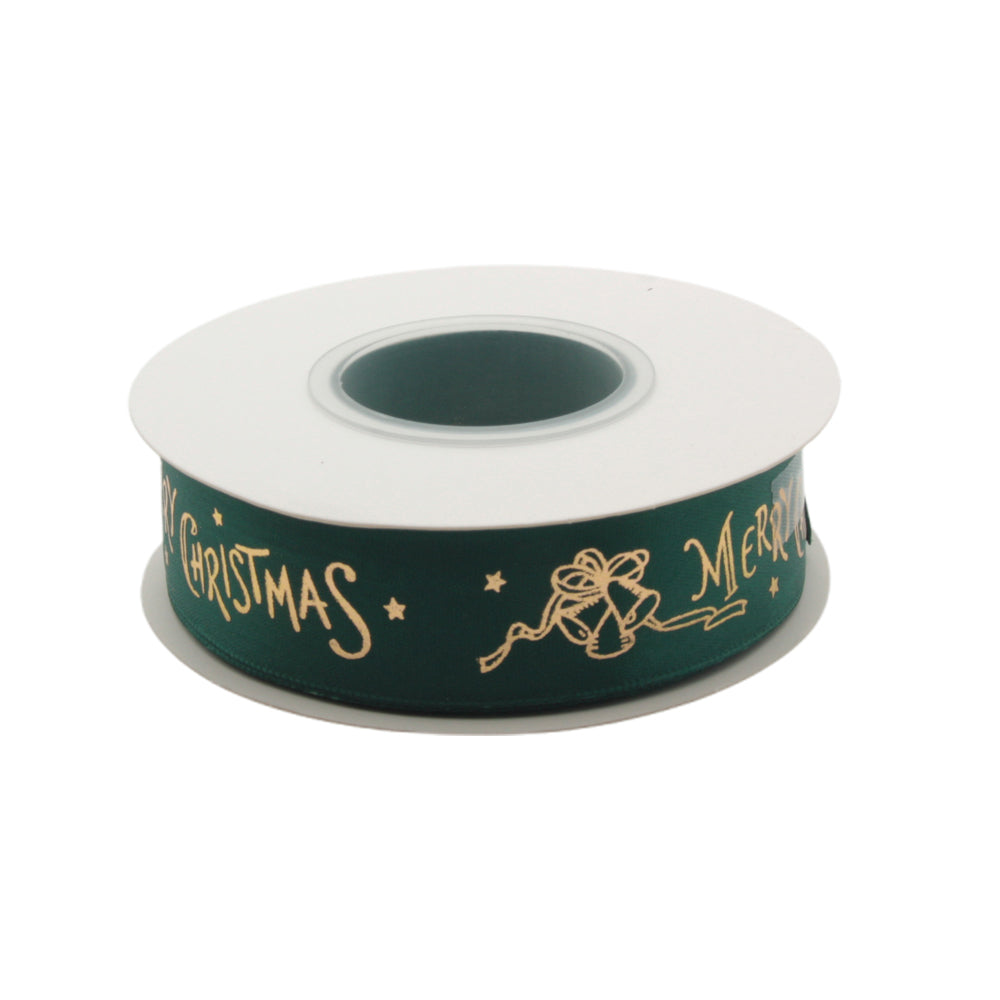 X-mas Ribbon w Pattern(2.5CM*22M) on a spool, featuring a festive design ideal for Christmas decorations.