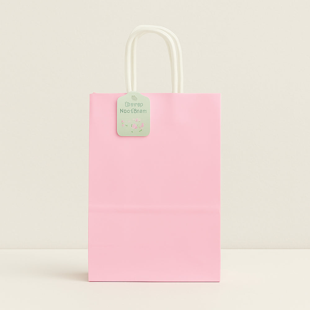 Craft Solid Colour Bag(2PCS/42*31*12CM) in pink with a tag, perfect for eco-friendly gift wrapping.
