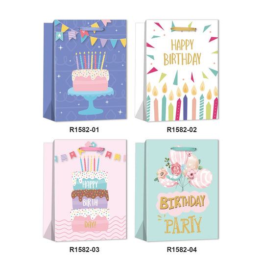 Colorful Birthday Gift Bags featuring cake designs and festive elements, perfect for celebrations - Birthday Gift Bag(30*42*12CM/R1582L).