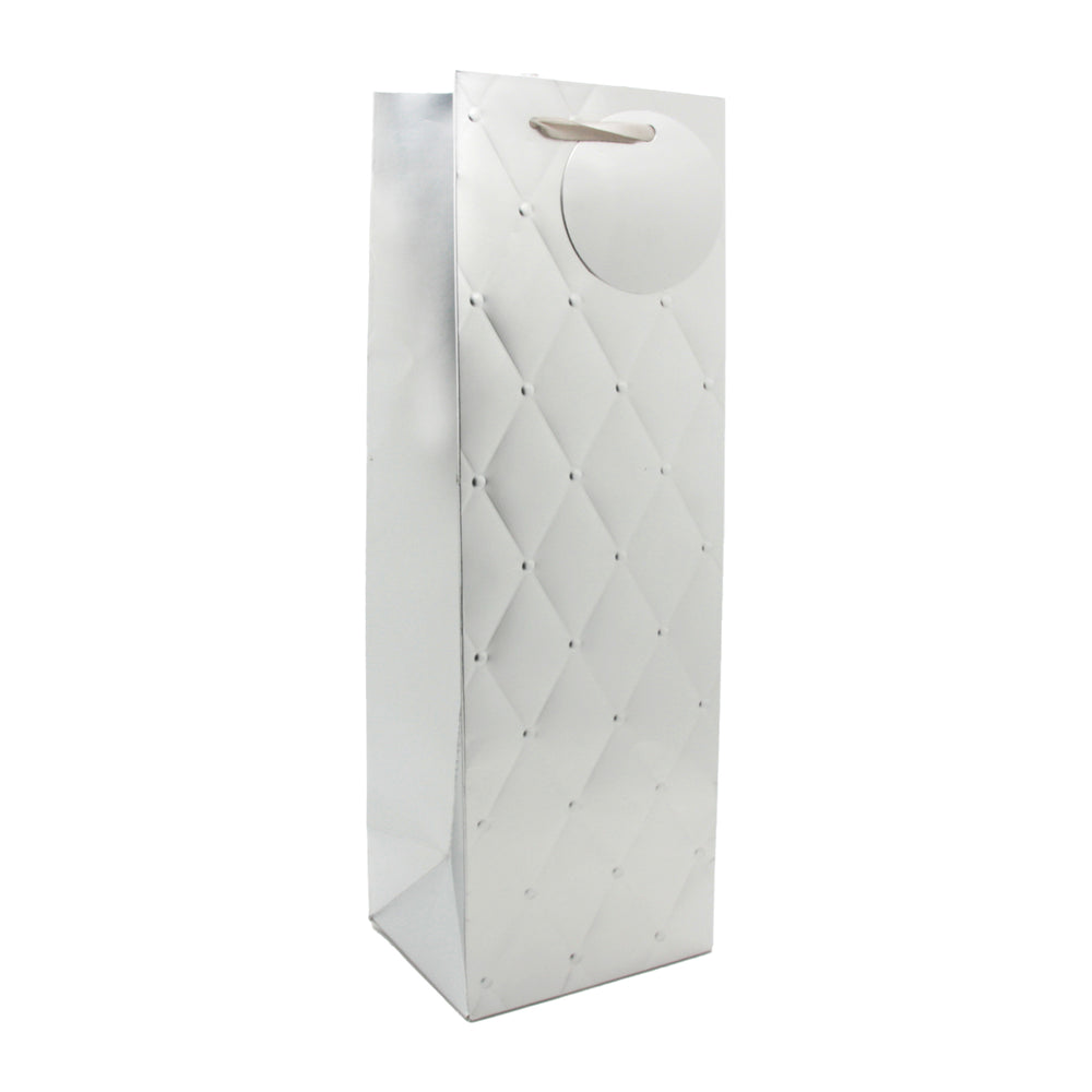 Wine Bag PT(36*12*10CM/M1061) in elegant silver design with quilted pattern.