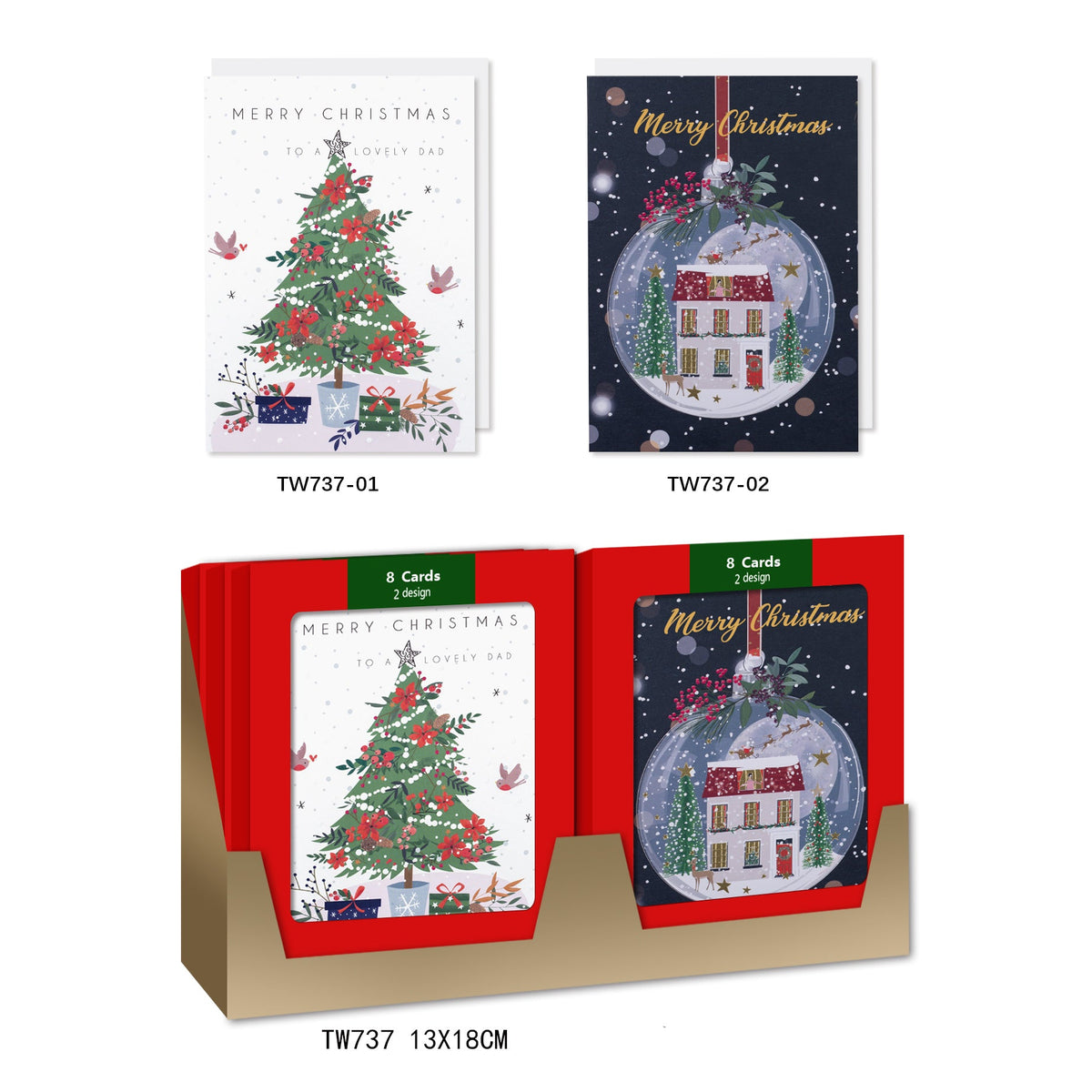 X-mas Pack Card RT(8PCS/TW737) featuring assorted Christmas card designs and festive themes.