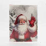 X-mas Melody Card(XC383) featuring Santa Claus waving in a snowy landscape.