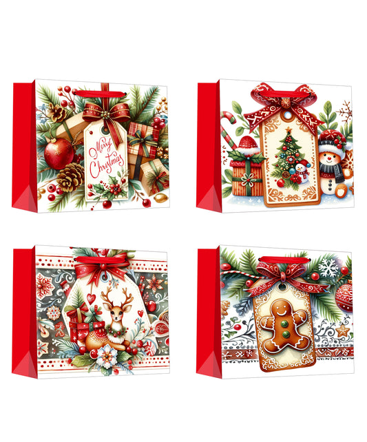 Vintage HZ Christmas Tag Gift Bag(42*31*12CM/785L) featuring festive designs and vibrant colors.
