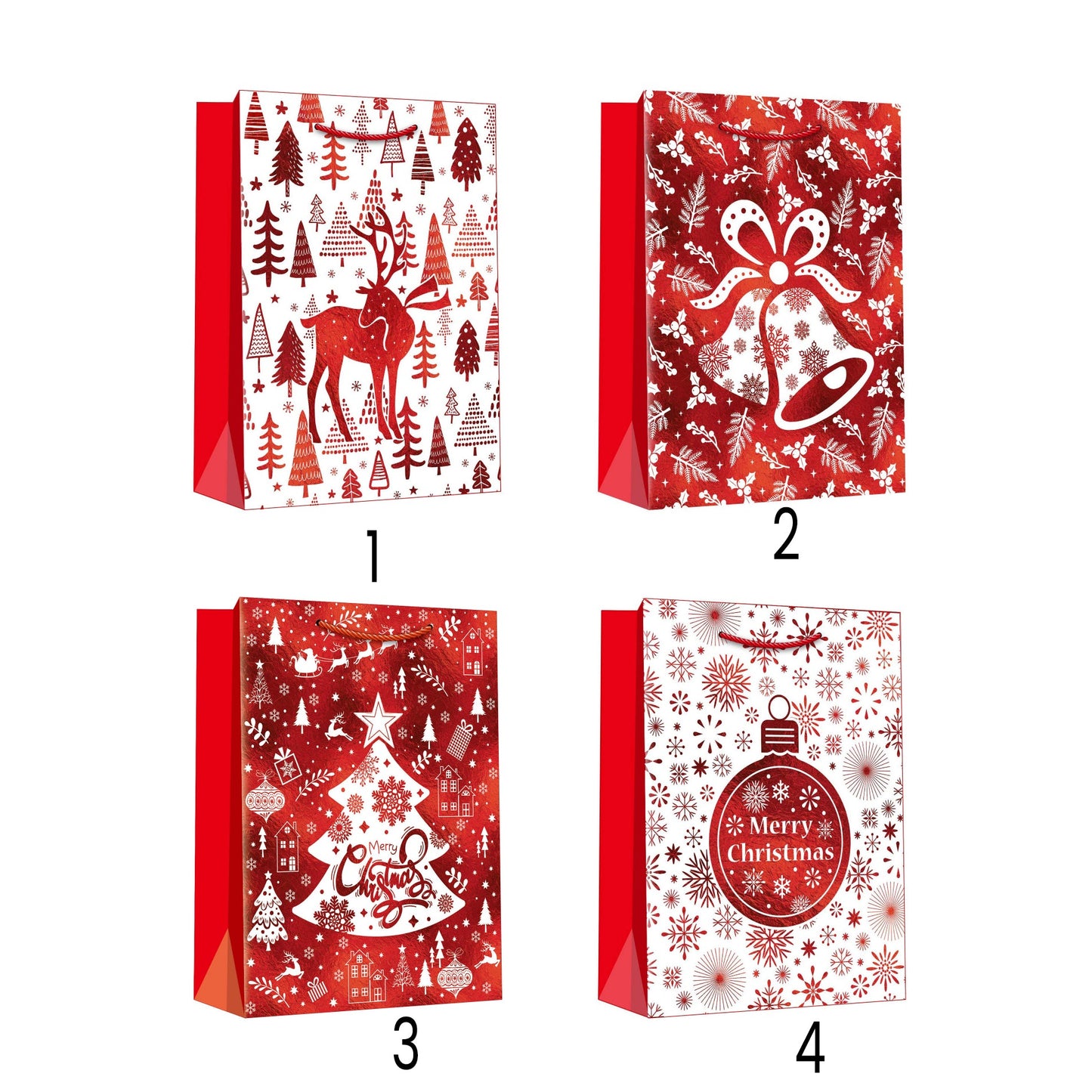 Red Metallic Christmas Gift Bag(39*30*12CM/789L) - festive designs for holiday gifting