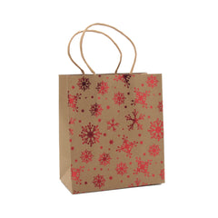 X-mas Craft Gift Bag(31*24*12CM/9182L) with festive snowflake design in red and brown.