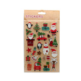 Colorful Christmas Sticker(P235) sheet featuring Santa, trees, gifts, and festive characters.