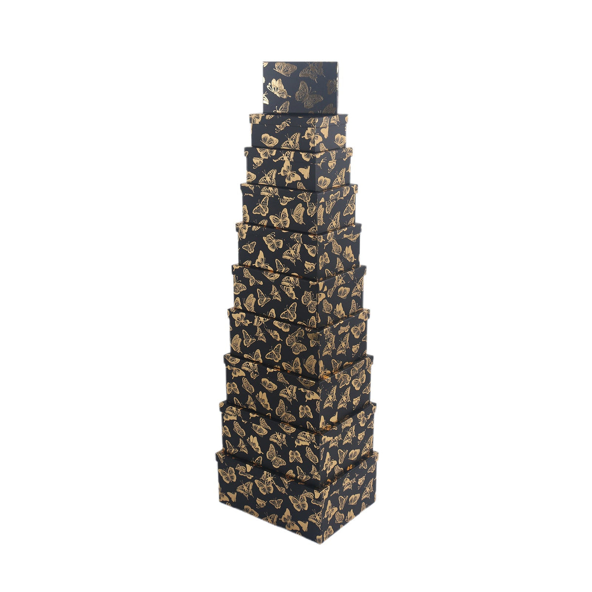 10PCS Gold Butterfly Black Gift Box Whole Set