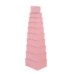 10PCS Silver Heart Pink Gift Box Whole Set
