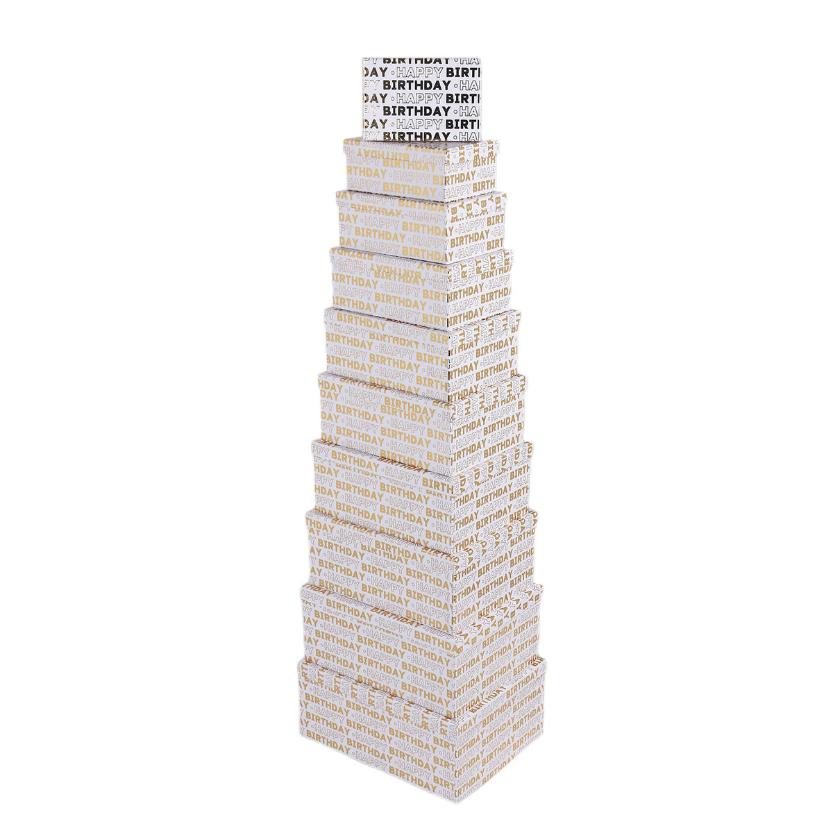 10PCS Gold Birthday White Gift Box Whole Set