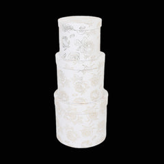 3PCS Gold Rose White Round Gift Box Whole Set