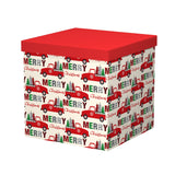3/10 Red Truck Christmas Cube Box(22.5*22.5*22.5CM) with festive design featuring red trucks and holiday greetings.