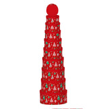 10PCS Christmas Tree Cake Box Whole Set stacked in a festive red design with trees and a star on top.