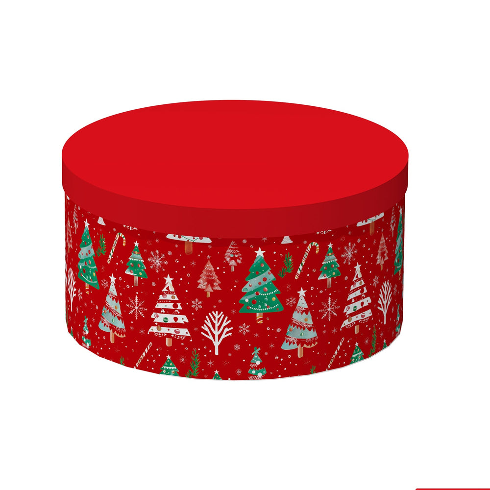9/10 Christmas Tree Cake Box(16.8*9.7CM) in festive red with Christmas tree pattern.