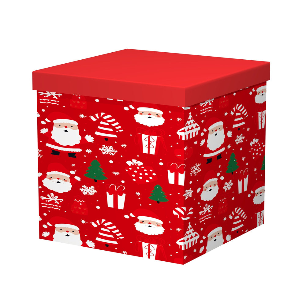 1/6 Santa Christmas Gift Box(20*20*18.3CM) decorated with festive Santa and Christmas designs in red.