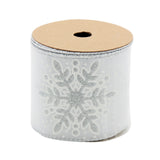 S&W Christmas Wired Ribbon(6.3CM*3YDS) featuring a silver snowflake design on light background.