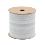 S&W Christmas Wired Ribbon(6.3CM*3YDS) on a spool featuring silver stripes and decorative patterns for holiday crafting.