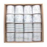 S&W Christmas Wired Ribbon(6.3CM*3YDS) collection in a box featuring silver and white designs.