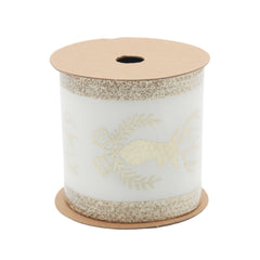 Deluxe Gold Holiday Ribbon(6.3CM*3YDS) featuring a sparkling design for festive decorations.