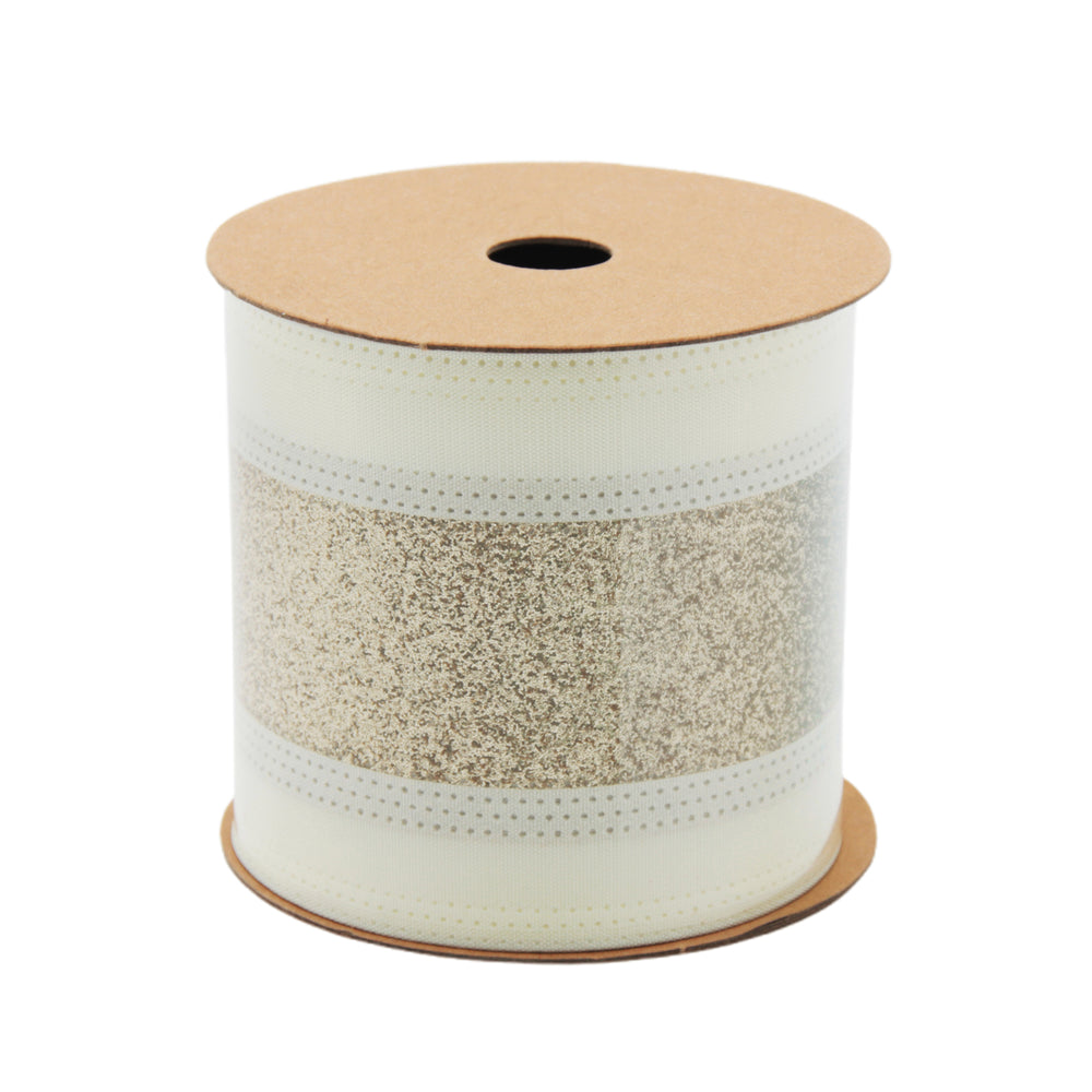 Deluxe Gold Holiday Ribbon(6.3CM*3YDS) on a spool, perfect for festive gifts and decorations.