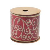 Classic Red & Gold Christmas Ribbon(6.3CM*3YDS) in a decorative spool for holiday decorating projects.