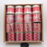 Classic Red & Gold Christmas Ribbon(6.3CM*3YDS) displayed in a box with various decorative patterns