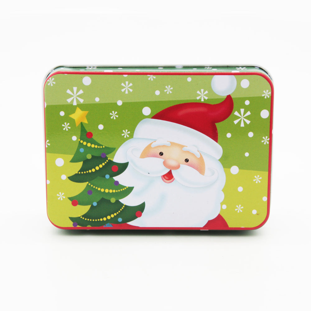 Christmas C.D Tin Box(9*6.5*2.8CM) with festive Santa Claus design and Christmas tree