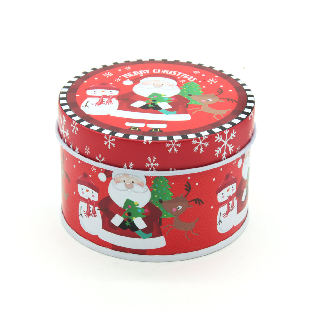 Christmas RD Tin Box(7.5*5CM) with festive Santa design and cheerful holiday motifs.