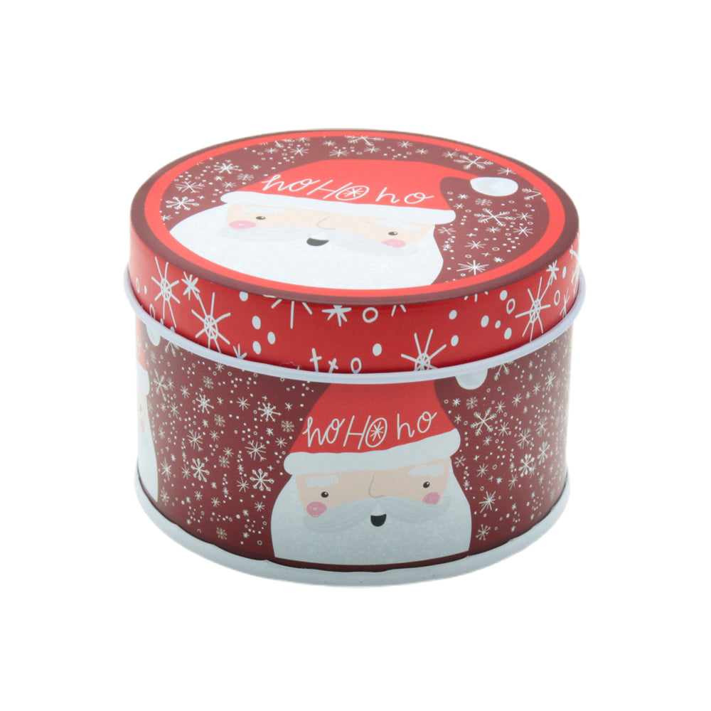 Christmas RD Tin Box(7.5*5CM) with Santa design and festive snowflakes decoration.