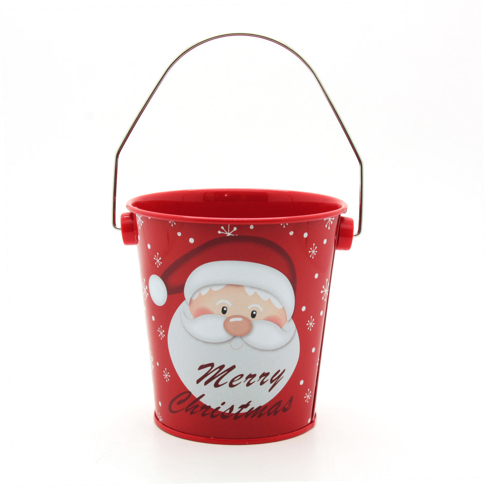 Christmas R.D Bucket(10.2*10.3CM) featuring Santa Claus graphic and festive design.